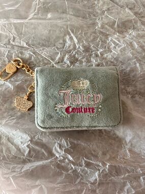 Juicy Couture Blush Pink Velour Card Holder Keychain